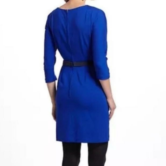 Anthropologie Girls from Savoy Ponte Sapphire Blue Dress Black Velvet Belt - Picture 3 of 7